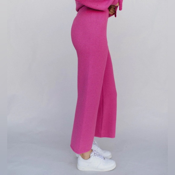Wishlist Cropped Waffle Pink Pants - Picture 3 of 8